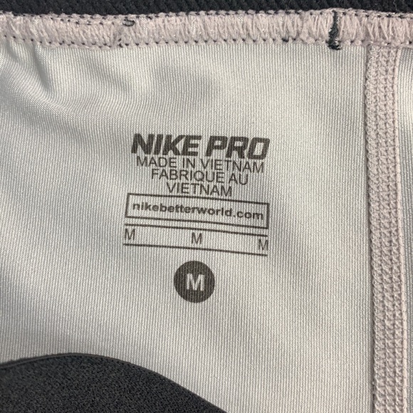 Nike Pro Crop Leggings Size Medium Gray Silver Black Stretch Nike Logo - Picture 4 of 13